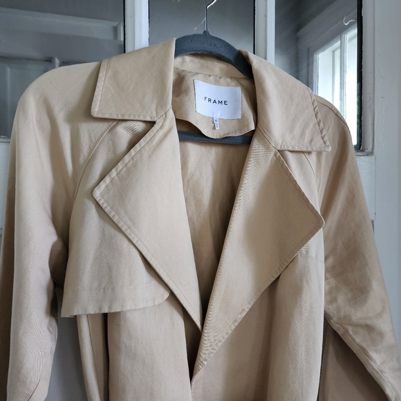Frame Linen Blend Tan Belted Jacket, Sz XS - Picture 4 of 13